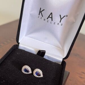 Kay Jewelers - Lab Created Sapphire and Diamond Studs